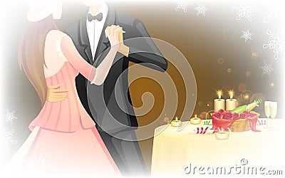 Candle Light Date Vector Illustration