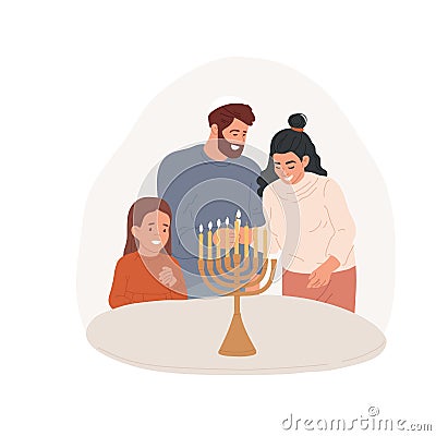 Candle-lighting isolated cartoon vector illustration. Vector Illustration