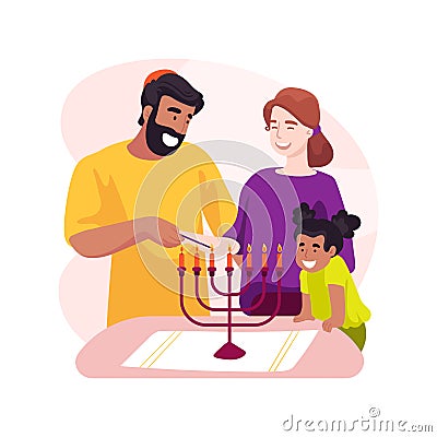 Candle-lighting isolated cartoon vector illustration. Vector Illustration