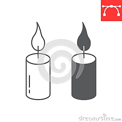 Candle line and glyph icon Vector Illustration