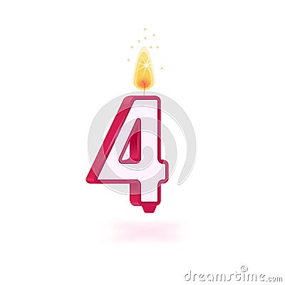 Candle number four Vector Illustration