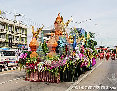 Candle parade, Suphanburi Editorial Stock Photo