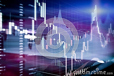 Candle stick graph and bar chart of stock market investment trad Stock Photo