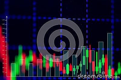 Candle stick graph chart with indicator showing bullish point or Stock Photo