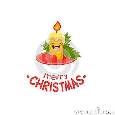 Candle Vector Cheerful Christmas card Vector Illustration