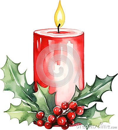Candle Watercolor Clipart Stock Photo