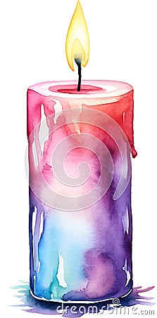 Candle Watercolor Clipart Stock Photo