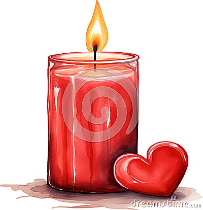 Candle Watercolor Clipart Stock Photo