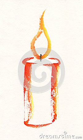Candle watercolor painting Stock Photo