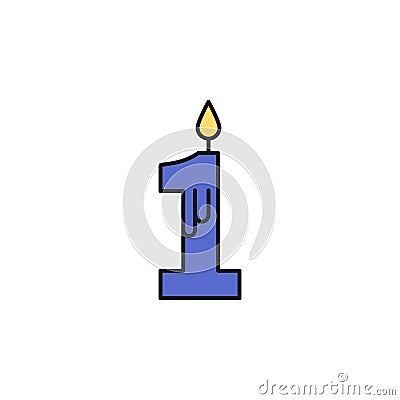 candle for 1 year colored icon. Element of birthday party icon for mobile concept and web apps. Colored candle for 1 year icon can Stock Photo