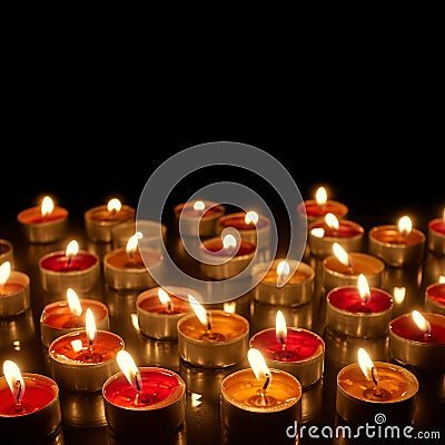 Candlelight - Many burning candles Stock Photo