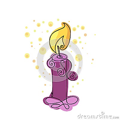 Candlelight. Burning candle. Vector Illustration