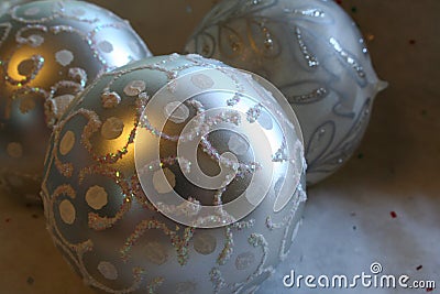 Candlelit Christmas Ornaments Stock Photo