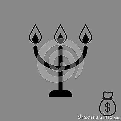 Candles on a candlestick icon, vector illustration. Flat design style Vector Illustration