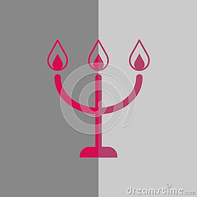 Candles on a candlestick icon, vector illustration. Flat design style Vector Illustration