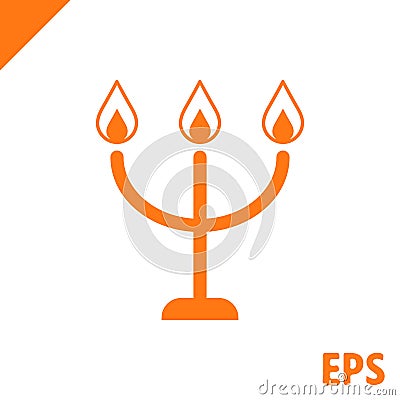 Candles on a candlestick icon, vector illustration. Flat design style Vector Illustration