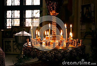 Candles in a church Stock Photo