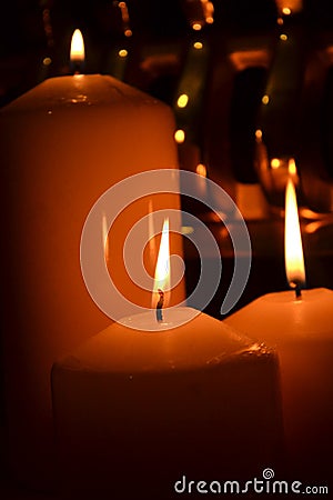 Candles in dark Stock Photo