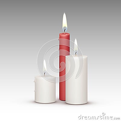 Candles Flame Fire Light on Background Vector Illustration