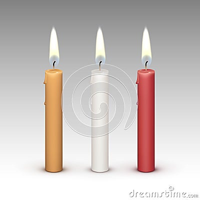 Candles Flame Fire Light on Background Vector Illustration