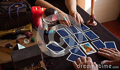 Seance of fortune telling on a Tarot cards Editorial Stock Photo