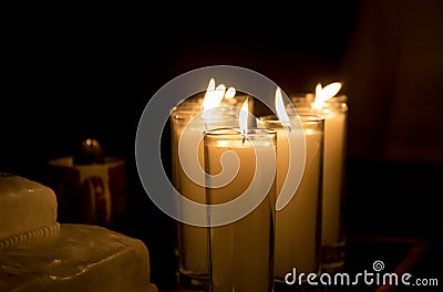 Wedding candles in darkness Stock Photo