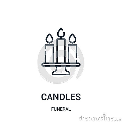 candles icon vector from funeral collection. Thin line candles outline icon vector illustration. Linear symbol for use on web and Vector Illustration