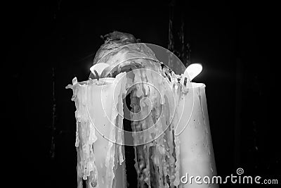 Candles lit lourdes Stock Photo