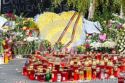 Candles Lit In Memory Of The 32 Dead People And 150 Wounded In The Fire At Club Colectiv Editorial Stock Photo