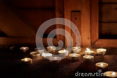 Candles At Night Stock Photo