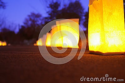 Candles on a path Stock Photo