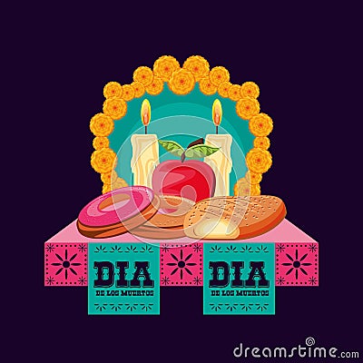 Candles to decorate in day of the dead Vector Illustration