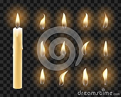 Candles with warm candlelight Vector Illustration