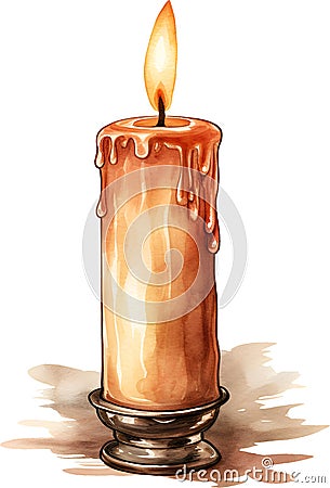 Candles Watercolor Clipart Stock Photo