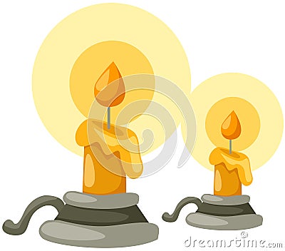 Candlestick with candle Vector Illustration