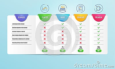 Candlestick graph, Typewriter and Report document icons set. Strategy sign. Vector Vector Illustration