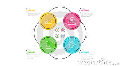 Candlestick graph, Typewriter and Report document icons set. Strategy sign. Vector Vector Illustration
