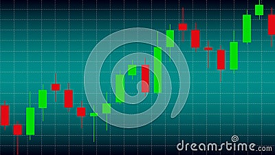Candlestick red and green chart showing trade on uptrend market Stock Photo