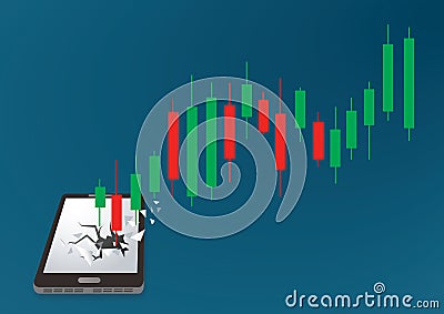 Candlestick stock exchange breakthrough smartphone vector Vector Illustration