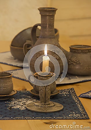 Candlestick on the table Stock Photo