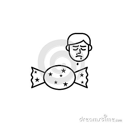 Candy, allergic face icon. Element of problems with allergies icon. Thin line icon for website design and development, app Stock Photo