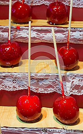 Candy apple with stick Stock Photo