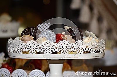 Candy bar with chocolate and many sweets Stock Photo