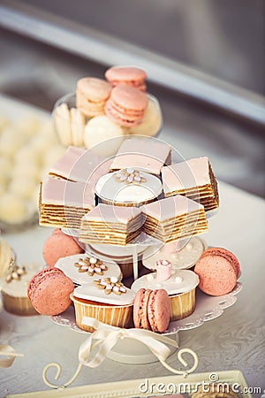 Candy bar on wedding banquet Stock Photo