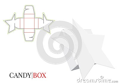 Gift Box Template, Candy Box, Cut and Fold, Vector with die cut / laser cut layers. Paper Box, Self Locking Box, Packaging Design Vector Illustration