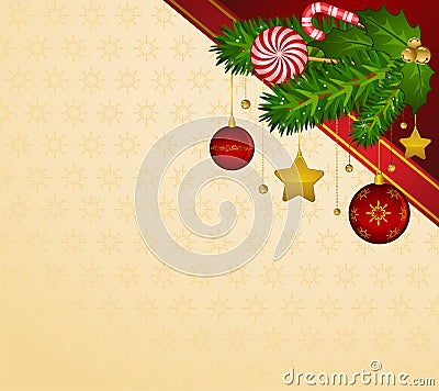 Candy cane and bolls Vector Illustration