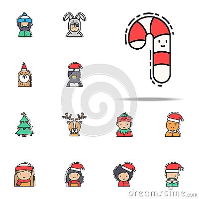 Candy cane colored icon. Christmas avatars icons universal set for web and mobile Stock Photo