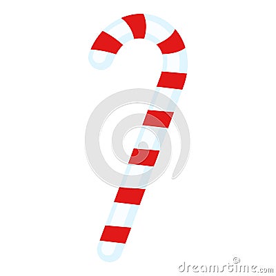 Candy Cane Flat Icon Isolated on White Vector Illustration