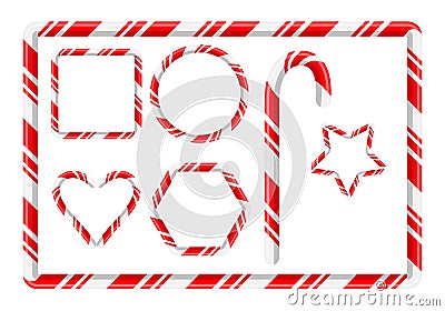 Candy cane frame and more for christmas design isolated on white Vector Illustration