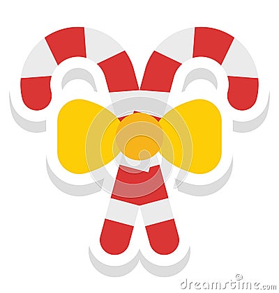 candy cane, peppermint candy Vector Icon that can be easily modified or edit Vector Illustration